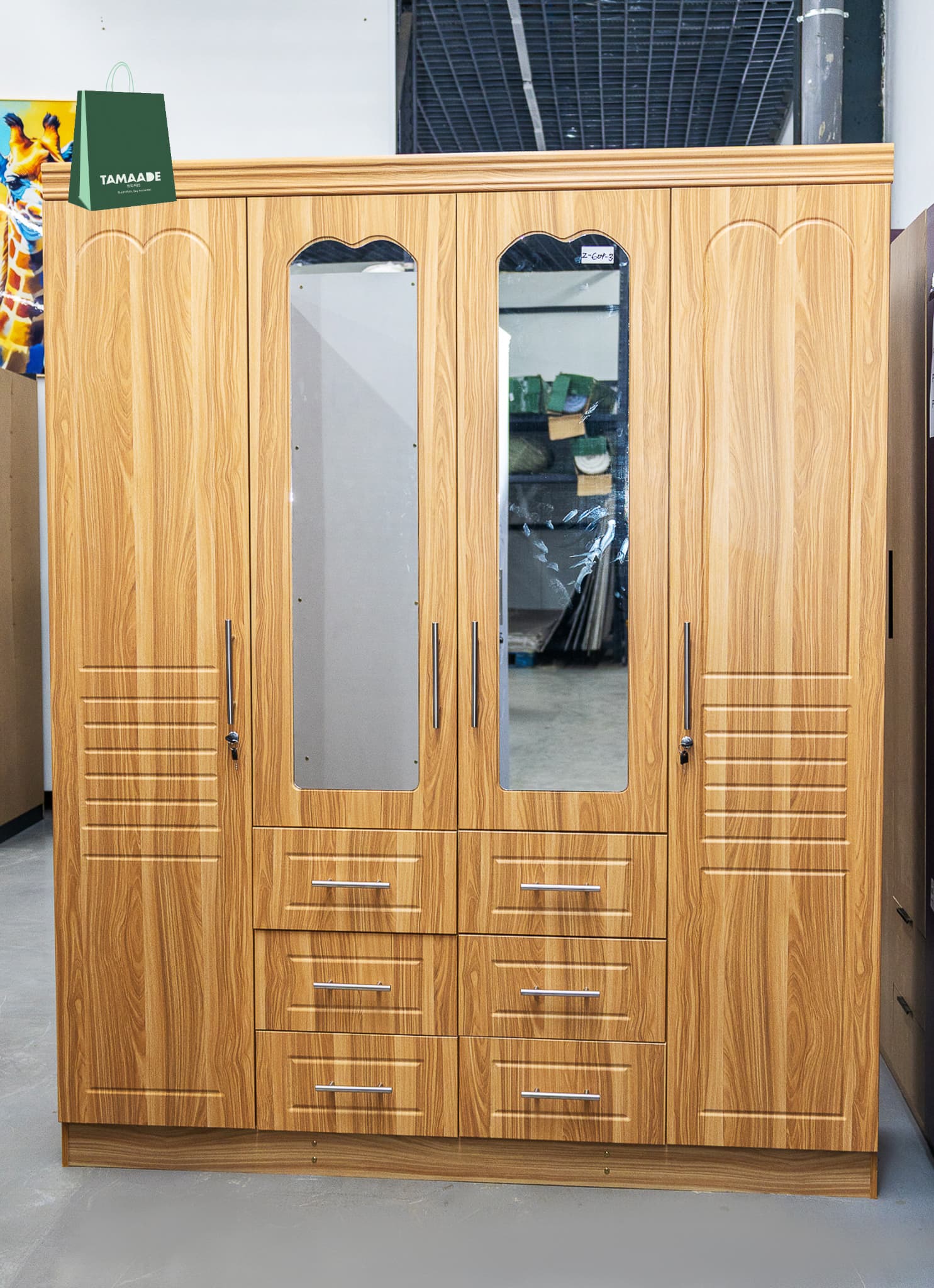 WOODEN WARDROBE 4 IN 1 WITH 6 DRAWERS