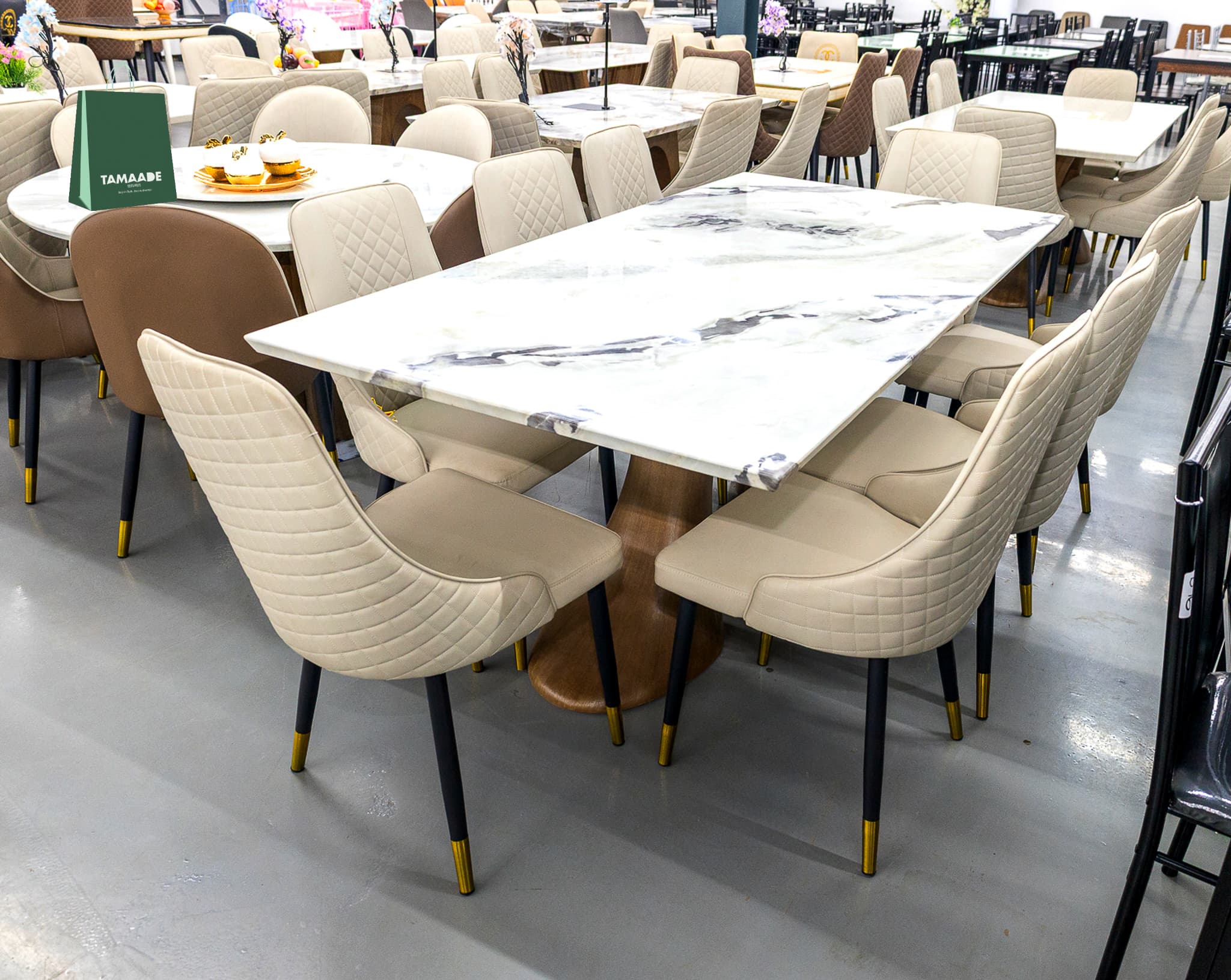 HEAVY LONG MARBLE 8 SEATER DINING SETS