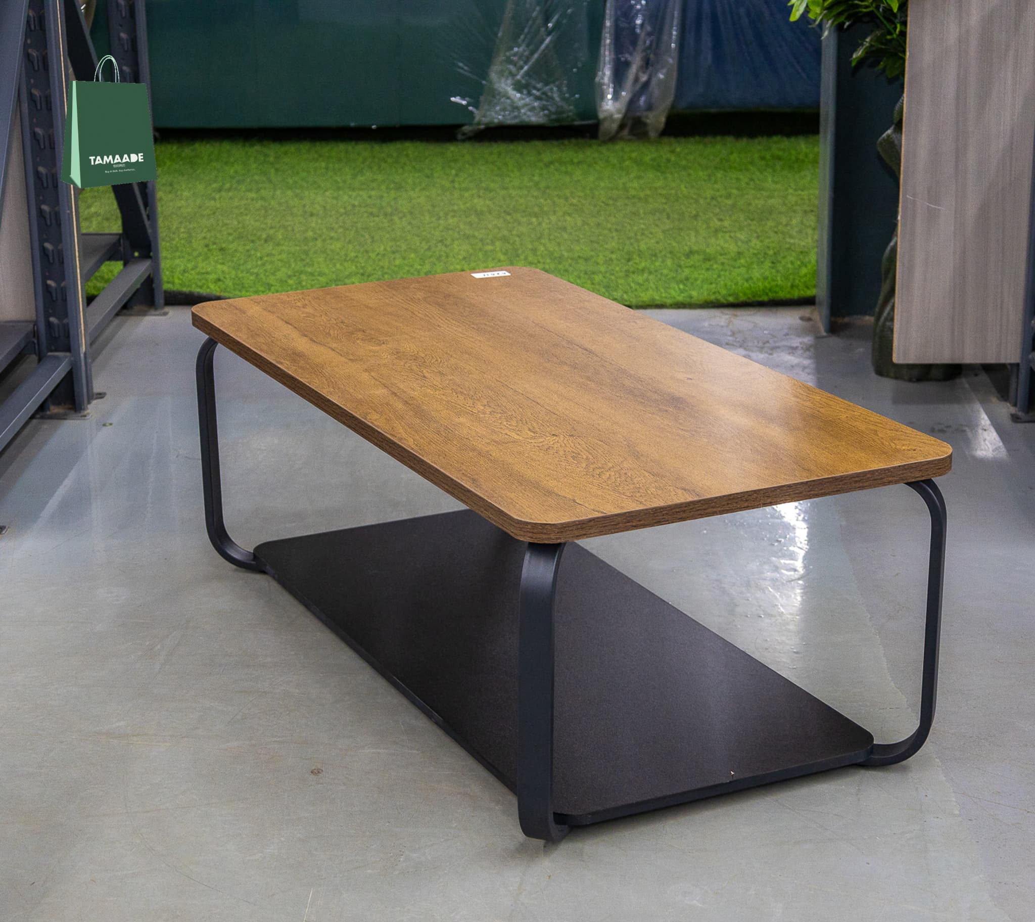 WOODEN CETER TABLE WITH METAL FRAME