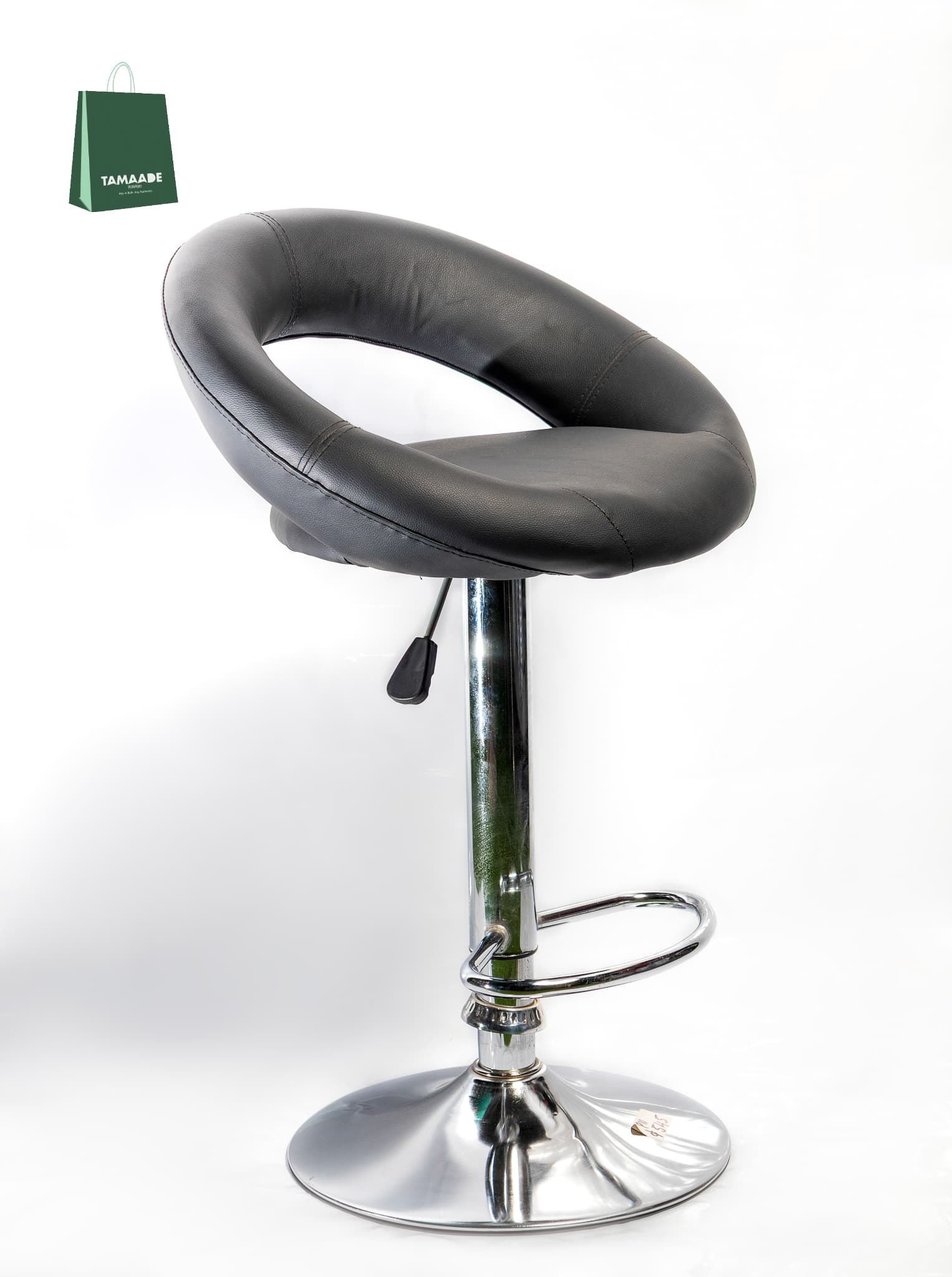 MORDEN ADJUSTABLE FAUX LEATHER SWIVEL BAR STOOL WITH CHROME BASE