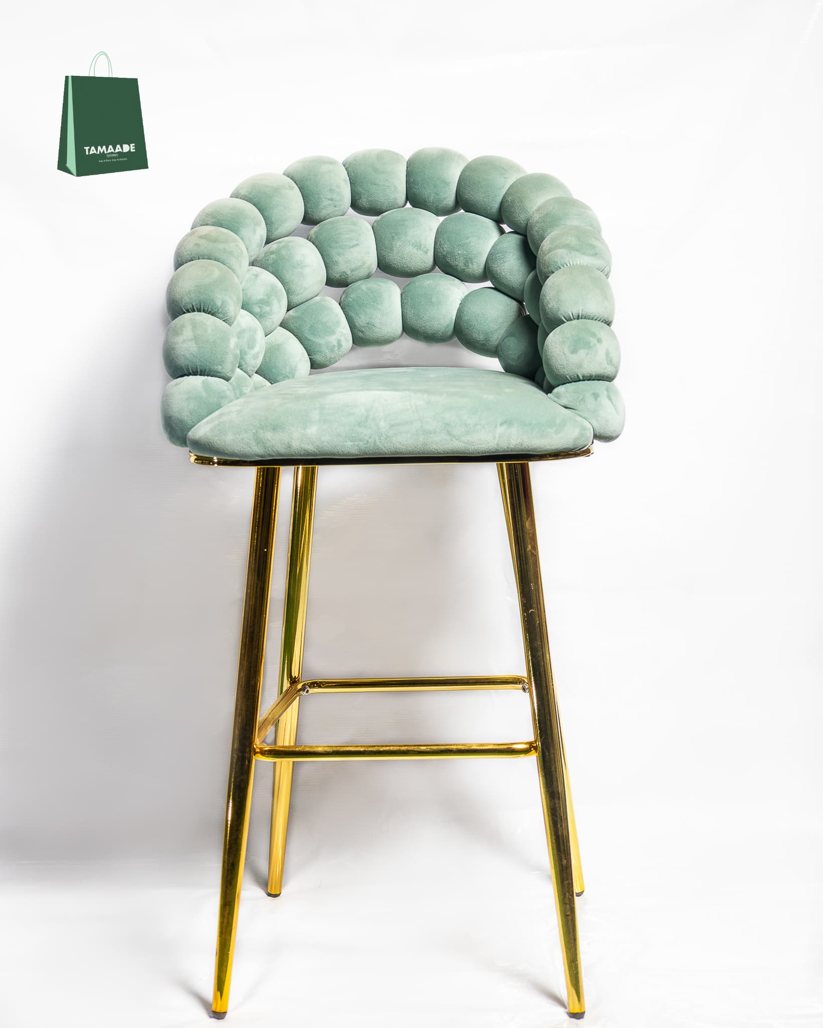 VELVET BAR CHAIR WITH A GREEN FINISH