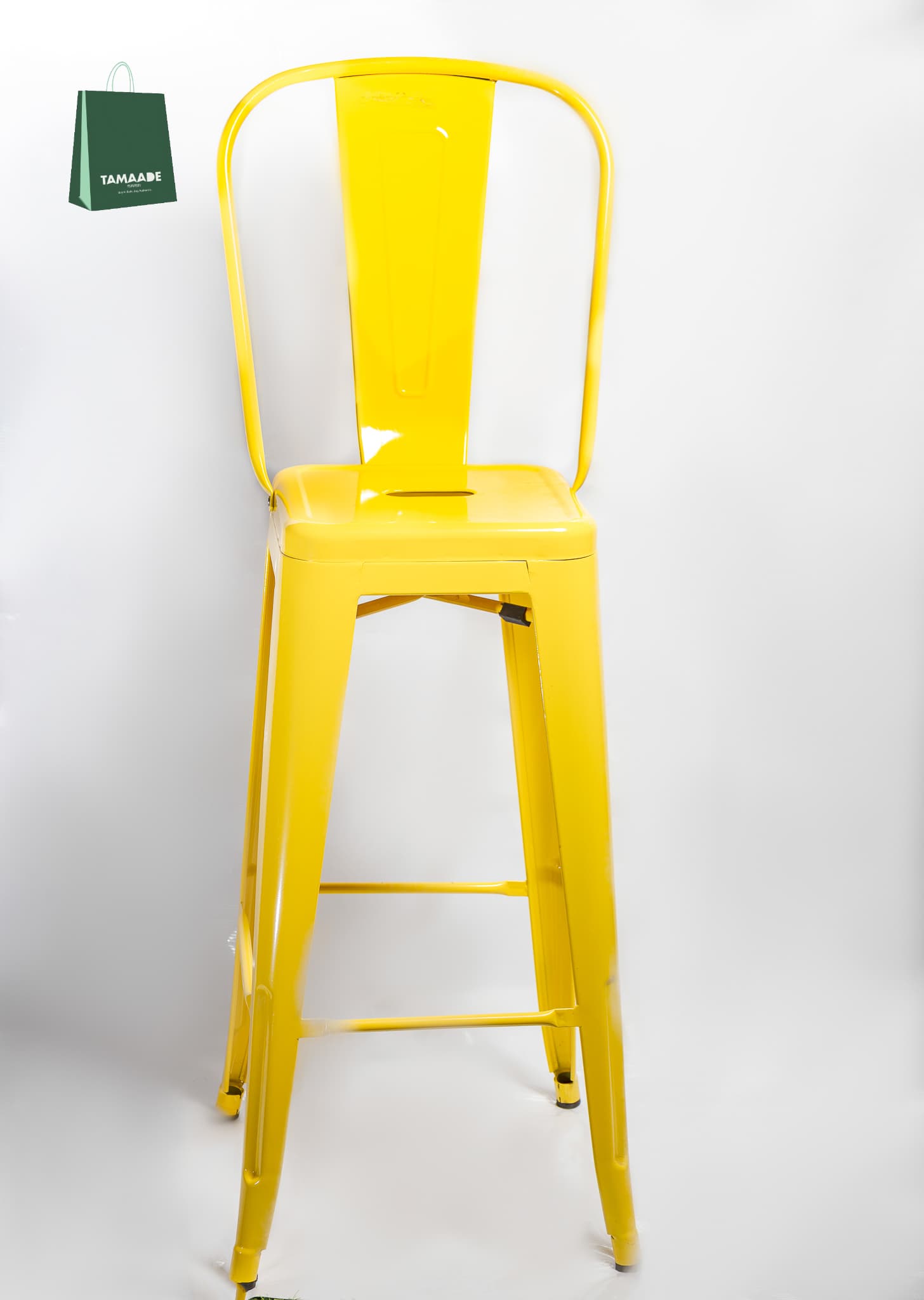 METAL BAR STOOL WITH BACKREST