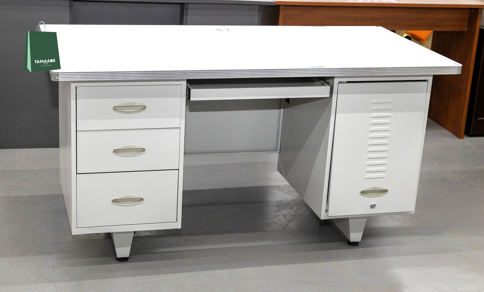 VINTAGE STEAL TANKER DESK / OFFICE DESK